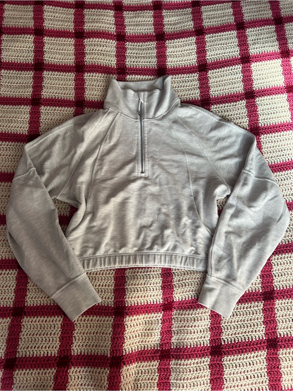 Lululemon Cropped Grey Half-Zip Pullover Sweater